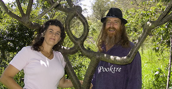 Peter and Becky with one of the Pooktre people trees.